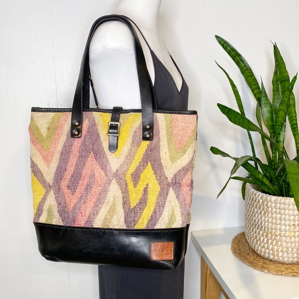 Will Leather Goods | Textile and Leather Carpet Bag Tote